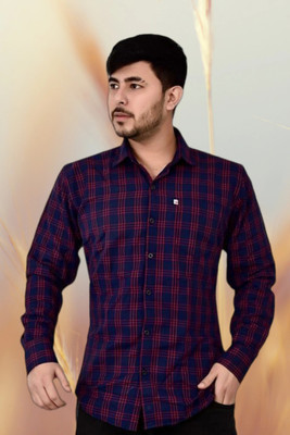 VK WINTER WEAR Men Striped Casual Blue, Maroon Shirt