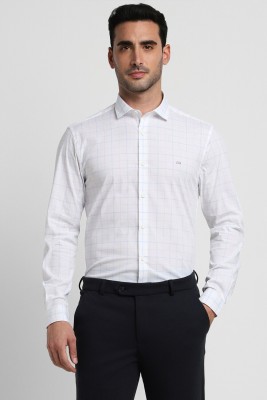 PETER ENGLAND Men Checkered Formal White Shirt