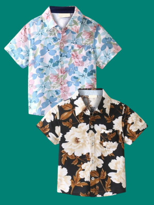KILLER Boys Printed Casual Black Shirt(Pack of 2)