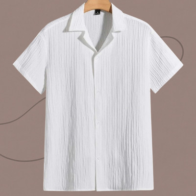 nitafashion Men Solid Casual White Shirt