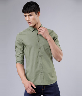 HIGHLANDER Men Solid Casual Green Shirt