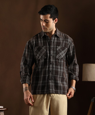 CAMPUS SUTRA Men Checkered Casual Black, Brown Shirt