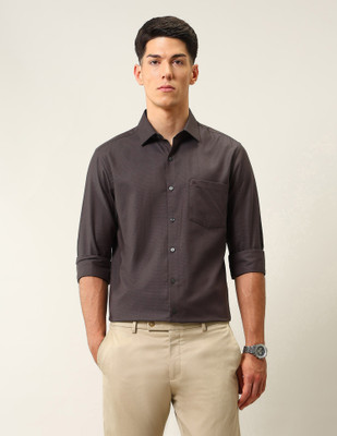 ARROW Men Self Design Formal Brown Shirt