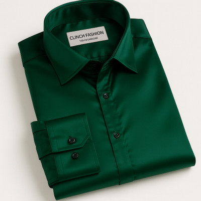 clinch fashion Men Solid Casual Dark Green Shirt