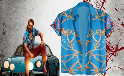 flying queen Men Printed Casual Light Blue Shirt