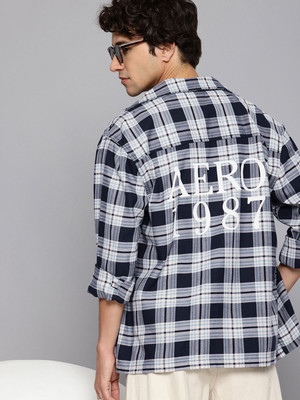 AEROPOSTALE Men Checkered Casual Blue Shirt