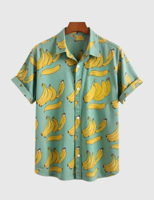 Clothbar Men Printed Casual Green, Yellow Shirt