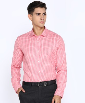 PARK AVENUE Men Checkered Formal Red Shirt