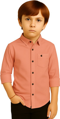 jabak creation Boys Solid Casual Pink Shirt