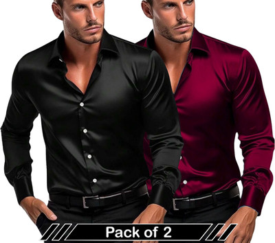 METRONAUT Men Solid Party Multicolor Shirt(Pack of 2)