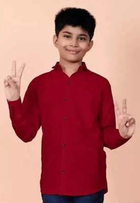 BACARDO Boys Solid Casual Red Shirt