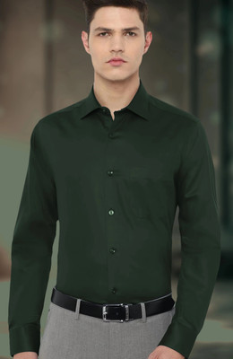 Callibr15 Men Solid Formal Dark Green Shirt