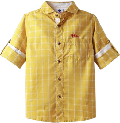 Tonyboy Boys Checkered Casual Yellow Shirt