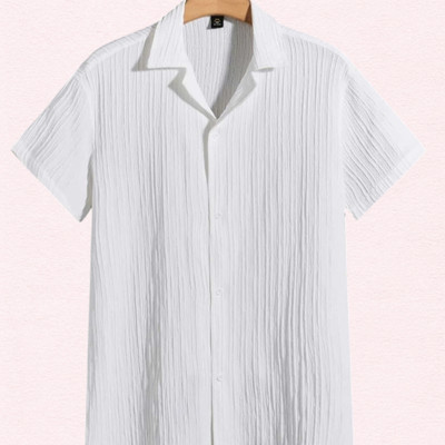 SHIRTWALA Men Self Design Casual White Shirt