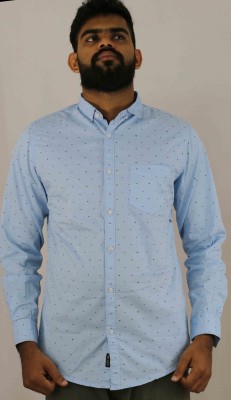 Indi Hemp Men Printed Casual Light Blue Shirt