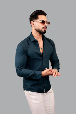 Khushi Creation Men Solid Casual Dark Blue Shirt