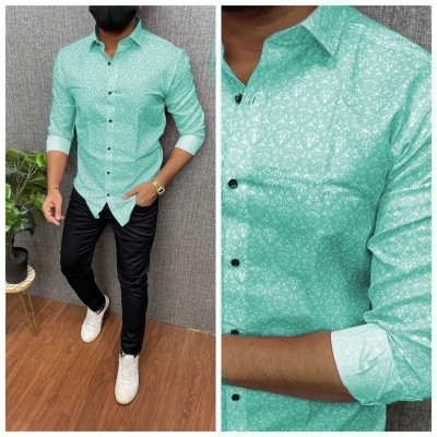 LUXURYCROWN Men Printed Casual Green Shirt