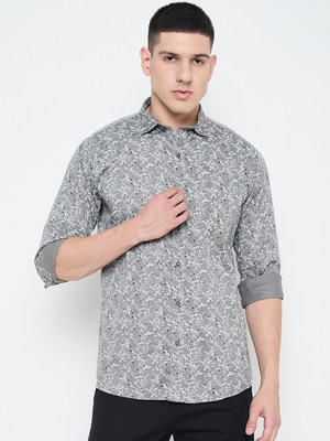 DUKE Men Printed Casual Grey Shirt