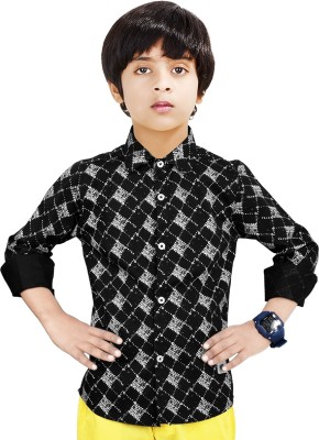 MOHINI CREATION Boys Printed Casual White, Black Shirt