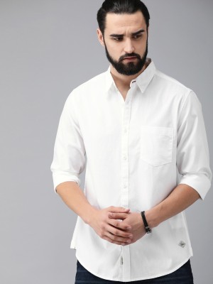 Roadster Men Solid Casual White Shirt