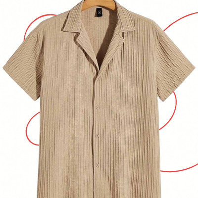 Nita creation Men Self Design Formal Gold Shirt