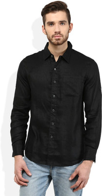 Super Waston Men Solid Casual Black Shirt
