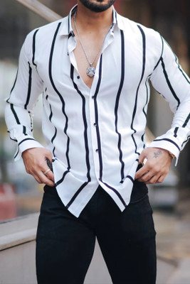 gurukrupa creation Men Striped Casual Black, White Shirt