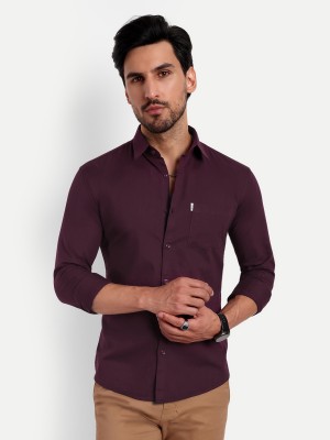 LeWogle Men Solid Casual Purple Shirt