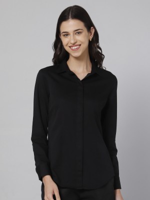 CANTABIL Women Solid Casual Black Shirt