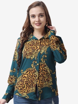 METRONAUT Women Printed Casual Green Shirt