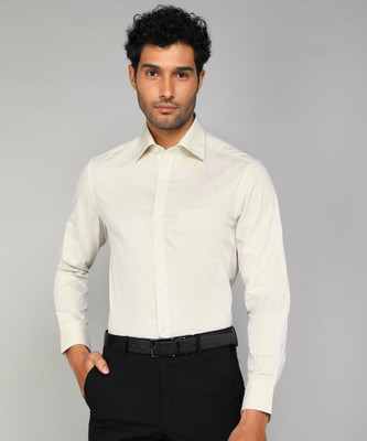 LOUIS PHILIPPE Men Solid Formal Beige Shirt