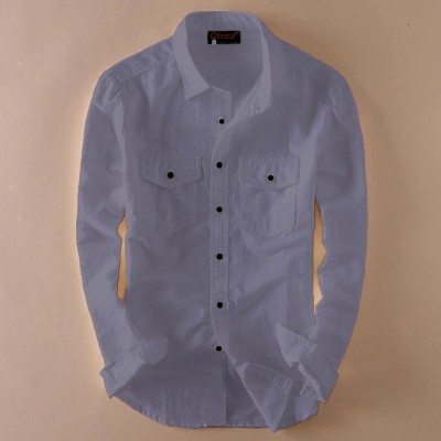 Qlonz Store Men Solid Casual Grey Shirt