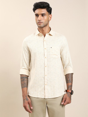 TURTLE Men Printed Casual Beige Shirt