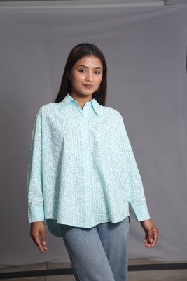 AARAISH BY FARHAT Women Printed Casual Light Blue Shirt