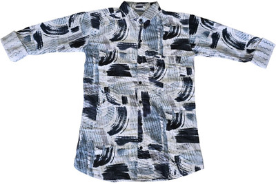 Wedani Men Self Design Casual Light Blue, White, Black Shirt