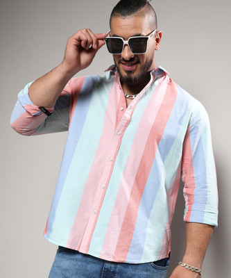 Instafab Plus Men Striped Casual Multicolor Shirt