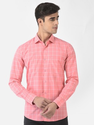 CRIMSOUNE CLUB Men Checkered Casual Pink Shirt