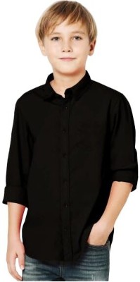 Lenriza Boys Solid Casual Black Shirt