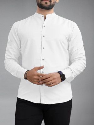 UNIFAV Men Solid Casual White Shirt