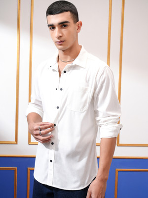 HIGHLANDER Men Self Design Casual White Shirt