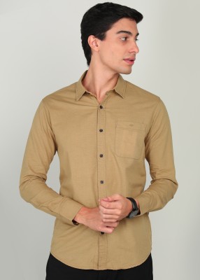 MUFTI Men Solid Casual Khaki Shirt