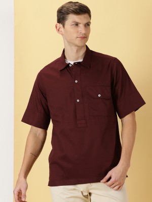 THOMAS SCOTT Men Solid Casual Maroon Shirt