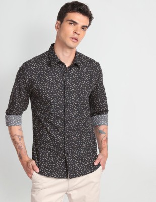 FLYING MACHINE Men Printed Casual Black, Grey Shirt