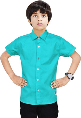 Paper Crane Boys Solid Casual Green Shirt