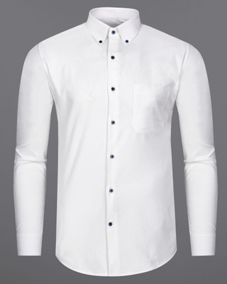 HOC Men Solid Casual White Shirt