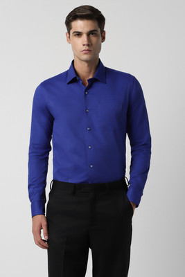 VAN HEUSEN Men Self Design Formal Blue Shirt