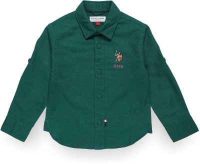 U.S. POLO ASSN. Boys Solid Casual Green Shirt