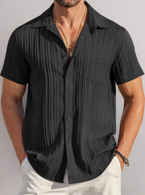 METRONAUT Men Self Design Casual Black Shirt