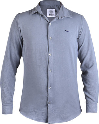 UnM Men Solid Casual Grey Shirt