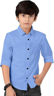 Glusic Trends Boys Solid Casual Blue Shirt